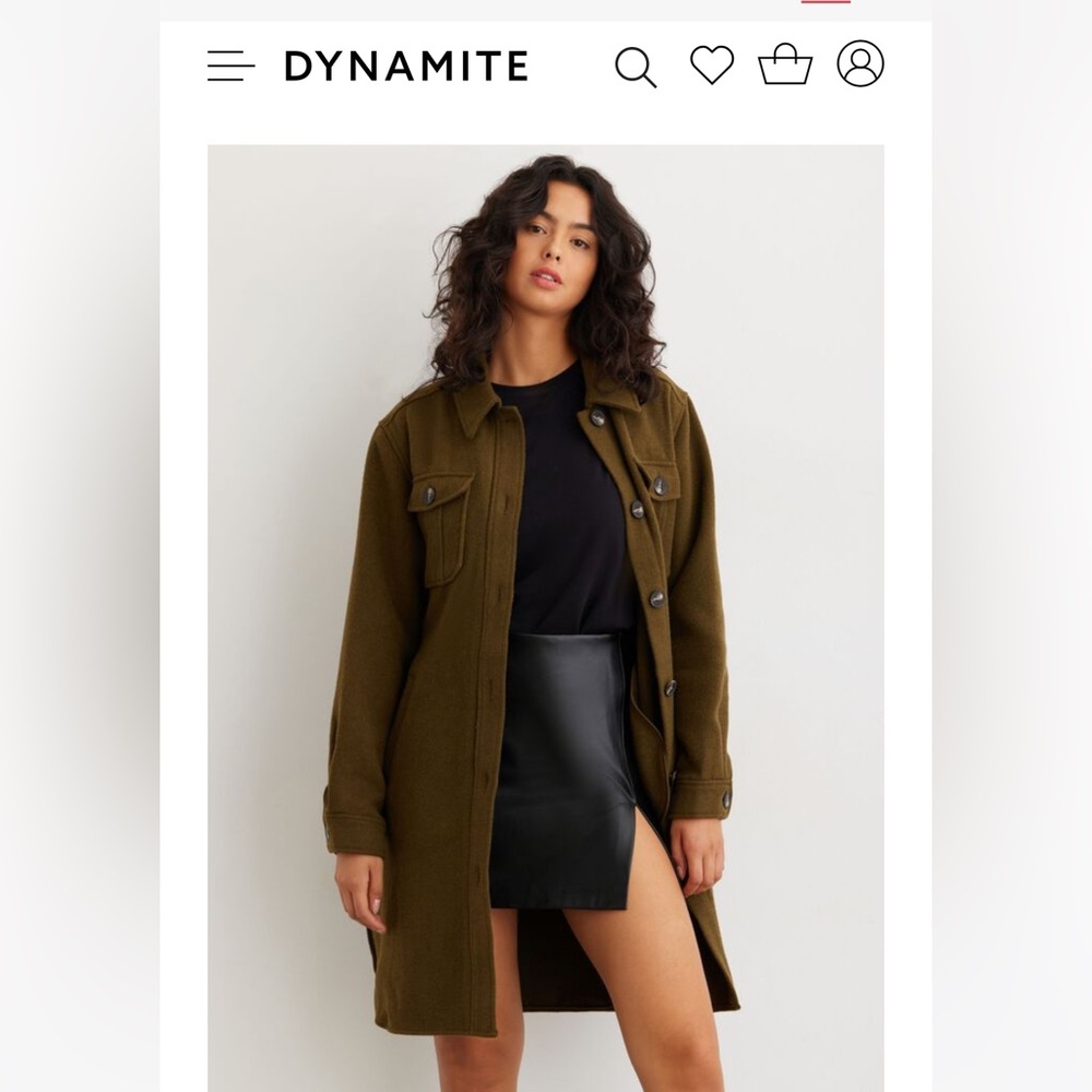Dynamite Long Olive Green Dallas Shacket